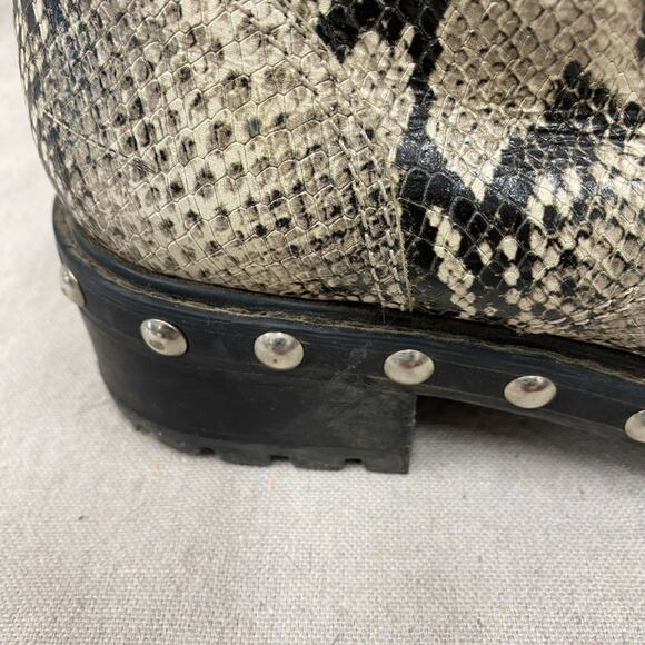 SCHUTZ Andrea Snakeskin Studded Combat Lace Up and Zip Boot Size 9.5 - Picture 5 of 16